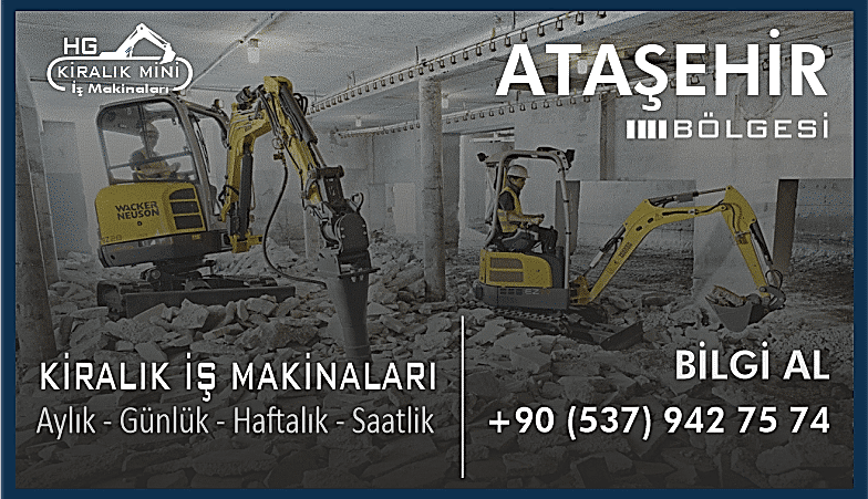 Ataşehir Kiralık Mini Ekskavatör 2 Tonluk Ekskavatör Kirala